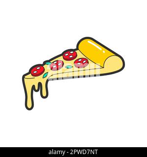 Trendy fashion patch or badge of pizza illustration Stock Vector