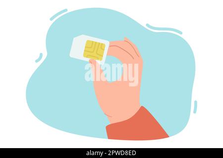 SIM card in human hand flat vector illustration Stock Vector