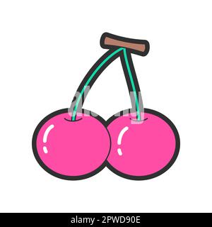 Trendy fashion patch or badge of cherry cartoon illustration Stock Vector