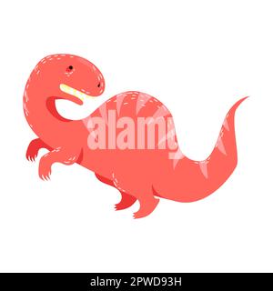 Cute prehistoric dinosaur. Vector illustration of baby dino and funny dragon isolated on white. Ancient animals Stock Vector