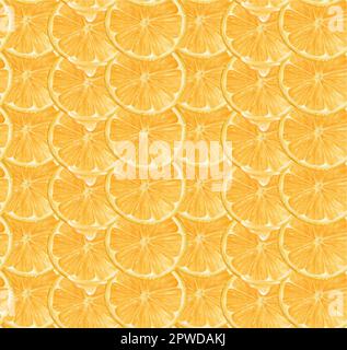 pattern seamless background Watercolor close up sliced orange fruit semi realistic hand drawing painted illustration, isolated on white background Stock Vector