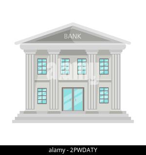 city bank building. City, town hall cartoon vector illustration. Exterior of museum, hospital, police station, post office, government, bank, school Stock Vector