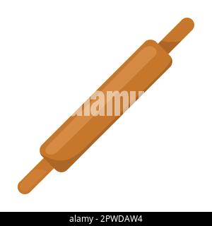 Baker wooden rolling pin for dough, bread and other food cooking with flour, mixer and baking cartoon vector illustration Stock Vector