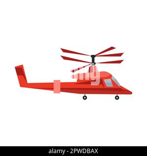 Red medical helicopter for rescue cartoon illustration Stock Vector