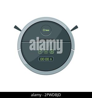black robot vacuum cleaner cartoon vector illustration Stock Vector ...