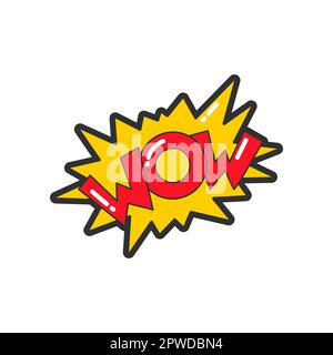 Trendy fashion patch or badge of wow cloud illustration Stock Vector