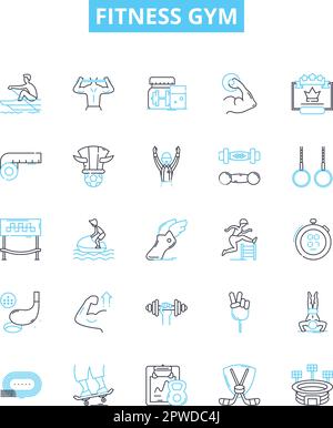 Bodybuilding line vector icons and signs. Muscles, Exercise, Strength ...