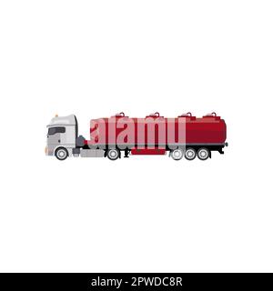 Tanker truck with fuel or gas flat vector illustration Stock Vector