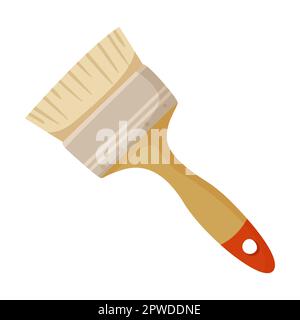 wide brush, Construction instrument, cartoon illustration. Building tools or service. Trowel, hummer, screwdriver, rule isolated on white background Stock Vector