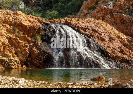 Waterfall at Crocodile Creek Waterhole, Kimberley Coast, WA, Australia Stock Photo