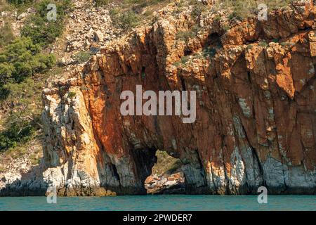 Arch in Sandstone Cliff, Yampi Sound, Kimberley Coast, WA Australia Stock Photo