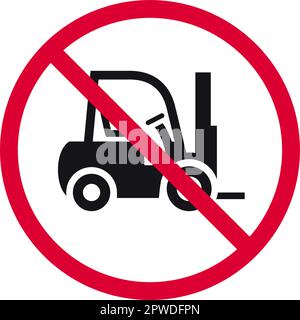 No forklift prohibited sign, no stacker forbidden modern round sticker ...
