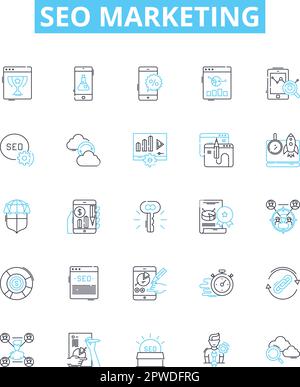 Seo marketing vector line icons set. SEO, marketing, optimization, online, web, website, traffic illustration outline concept symbols and signs Stock Vector
