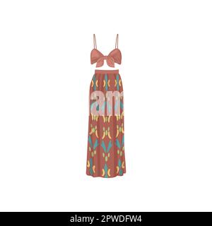 Skirt and top in boho style vector illustration Stock Vector