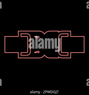 Neon buckle fastener clasp furniture for clothes system of fast snap join for backpack bag closed red color vector illustration image flat style light Stock Vector