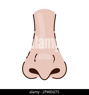 Thin nose of white person with pointy tip cartoon illustration Stock Vector