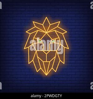 Polygonal geometric lion face neon sign Stock Vector