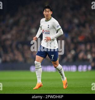 27 Apr 2023 - Tottenham Hotspur v Manchester United - Premier League - Tottenham Hotspur Stadium  Tottenham's Heung-Min Son during the Premier League match against Manchester United. Picture : Mark Pain / Alamy Live News Stock Photo