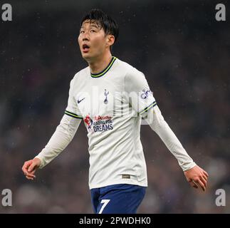 27 Apr 2023 - Tottenham Hotspur v Manchester United - Premier League - Tottenham Hotspur Stadium  Tottenham's Heung-Min Son during the Premier League match against Manchester United. Picture : Mark Pain / Alamy Live News Stock Photo