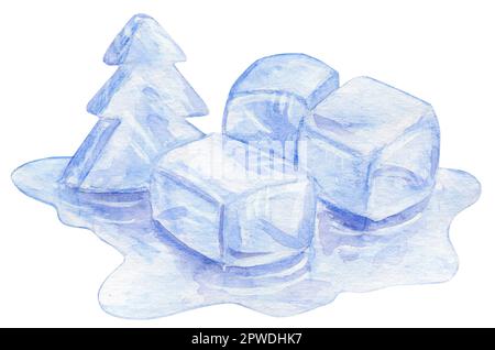 Christmas tree in ice cube 3d render Stock Photo - Alamy