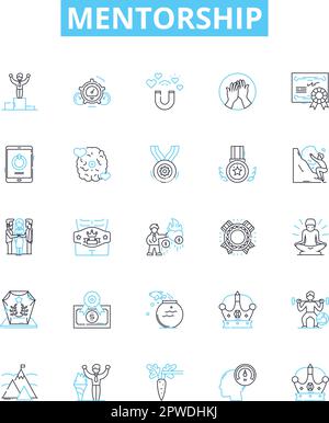 Mentorship vector line icons set. Mentor, Mentee, Guidance, Support ...