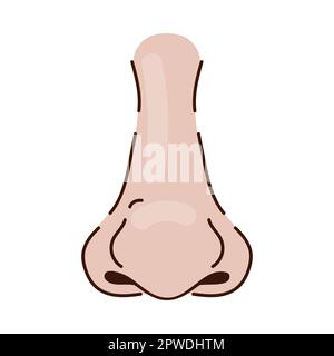 Wide nose of Caucasian person with big tip cartoon illustration Stock Vector