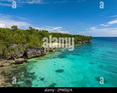 Seascape: Beautiful beach and tropical island. Siquijor, Philippines. Stock Photo