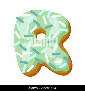 Letter r in donut font vector illustration Stock Vector