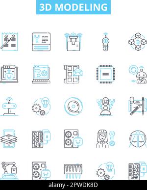 3d modelling vector line icons set. 3D, Modelling, Modeling, CAD ...