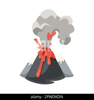 Smoke and lava from volcano eruption vector illustration Stock Vector