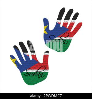 Hand drawn vector illustration with sudan flag pattern great for poster, magazine and clothes design Stock Vector