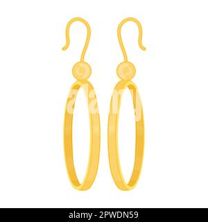 gold hoop earrings, jewelry vector illustration. Gold, silver, pearl jewellery. Stone or diamond rings, earrings, bracelets Stock Vector