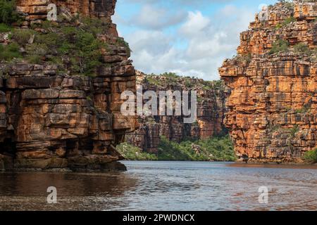 Sandstone Cliffs on King George River, Kimberley Coast, WA, Australia Stock Photo