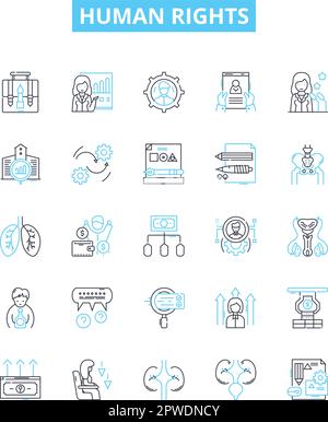 Women rights line icons, signs, symbols vector, linear illustration set ...