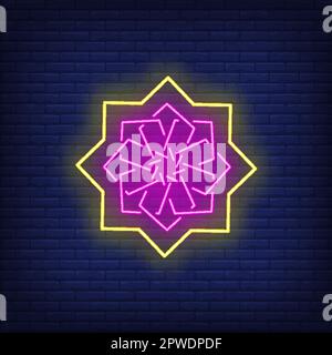 Asian ornamental pattern neon sign Stock Vector