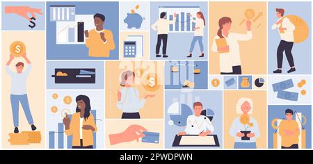 Fnancial accounting and profit growth set vector illustration. Cartoon ...