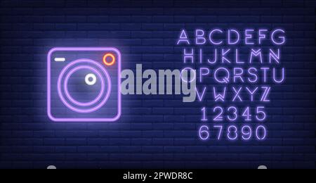 Camera neon sign Stock Vector