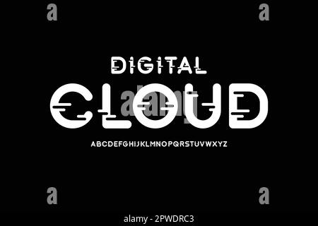 Modern sans serif font with glitch design Stock Vector