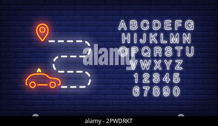 Taxi route neon sign Stock Vector