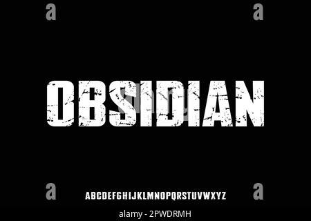 Strong condensed display font with grunge texture Stock Vector