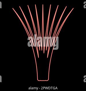 Neon edible grass lemongrass Cymbopogon citratus spices vegetable herbal plant red color vector illustration image flat style light Stock Vector
