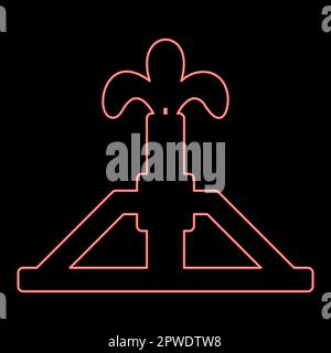Neon oil derrick rig gusher red color vector illustration image flat style light Stock Vector