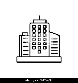 Skyscraper buildings line icon. City architecture sign. Town symbol. Quality design element. Linear style skyscraper buildings icon. Editable stroke. Stock Vector
