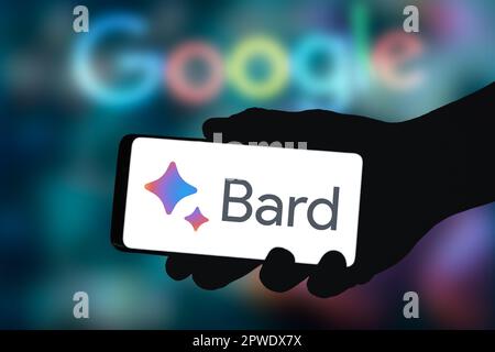 Google Bard - AI chatbot application on smartphone Stock Photo