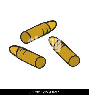 Military gold bullets doodle cartoon illustration Stock Vector