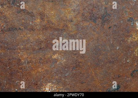 Grunge rusty metal background or texture with scratches and cracks, close up, top view Stock Photo