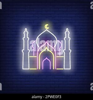 Arabian mosque neon sign Stock Vector