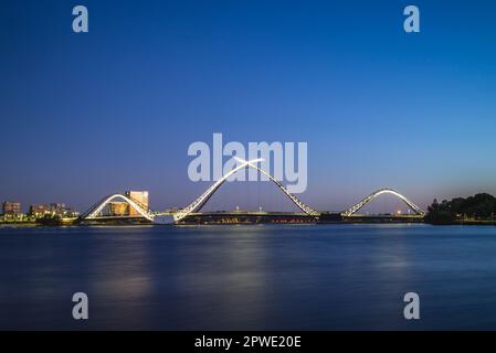 January 15, 2019: matagarup bridge, a suspension pedestrian bridge crossing over the Swan River in Perth, Western Australia. it provides pedestrian ac Stock Photo