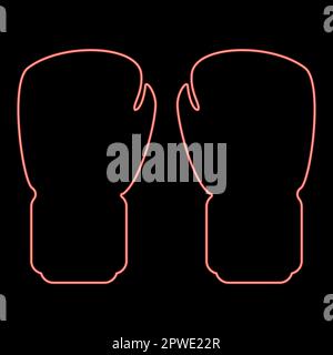 Neon box gloves pair fist protection equipment sportswear for punch workout sport red color vector illustration image flat style light Stock Vector