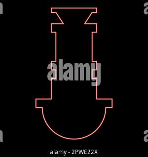 Neon siphon plumbing fixtures sewer drain under sink sewerage red color vector illustration image flat style light Stock Vector